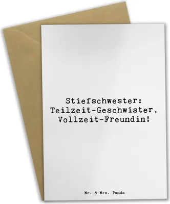 Produktbild von Mr. & Mrs. Panda Grußkarte Spruch Stiefschwester Freundin - Weiß - Geschenk, glückwunschkarten, persönliche Erinnerungen, Verbindung, Klappkarte, Verwandte, Grußkarten