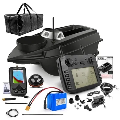 Zdjęcie produktu dla Łódka Zanętowa iUni V030, GPS, Lokalizator Ryb, Torba transportowa, 20000mAh, 800m, 15km/h, Zdalne Sterowanie 2.4GHz