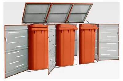 Produktbild von Mülltonnenbox für 3 Tonnen 207x77,5x115 cm aus Edelstahl