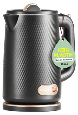 Image de OLEGA - Bouilloire électrique, 1800W, chauffage rapide, en acier inoxydable 304 sans BPA, avec arrêt automatique et protection contre le fonctionnement à sec, capacité de 1,8L