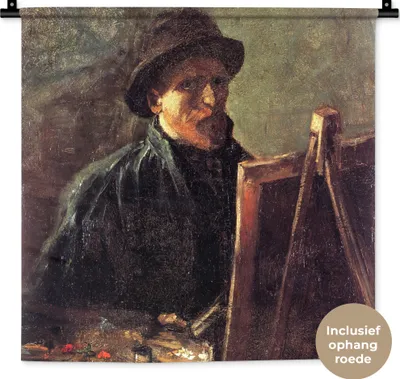Produktbild von MuchoWow® Wandteppich Wandbehang Selbstbildnis als Maler - Vincent van Gogh 60x60 cm Tapisserie Dekoration Wandtuch - Dekorationen - Wand Decke