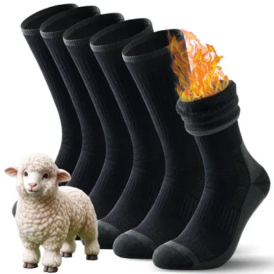 Produktbild von Thermosocken Herren Damen Dicke Warme Wintersocken Wollsocken Schwarz 47-50