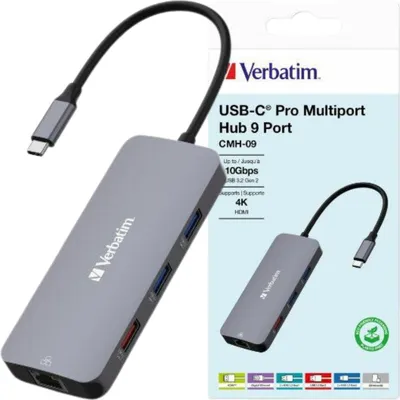 Zdjęcie produktu dla Verbatim USB-C Pro Multiport Hub 9