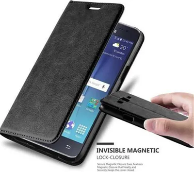 Produktbild von Cadorabo Hülle für Samsung Galaxy J5 2015 Schutz Hülle in Schwarz Handyhülle Etui Case Cover Magnetverschluss