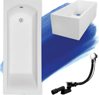 Produktbild von BADLAND Badewanne Rechteck Shea 170x70 mit Ablaufgarnitur, Füßen und Wannenträger GRATIS