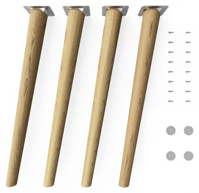 Produktbild von 4x sossai Holzfüße rund - schräge Ausführung 45cm Eiche