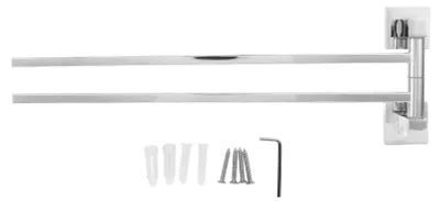 Produktbild von Handtuchhalter aus Edelstahl, um 180° drehbar, Bademantelhalter für Badezimmer, 2 Stangen