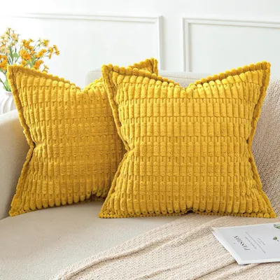 Produktbild von Kissenbezüge Kordsamt 55x55cm Gelb 2er Set