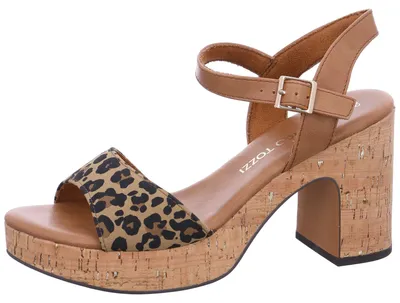 Produktbild von MARCO TOZZI Damen Sandalette hoher Schuh Riemchen Korkoptik Vegan 2-28008-42, Größe:37 EU, Farbe:Braun