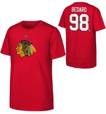 Obrázek produktu pro Tričko OUTERSTUFF Flat N&N NHL Junior, červené, Chicago Blackhawks, velikost: XL, Connor Bedard, 18–20 let