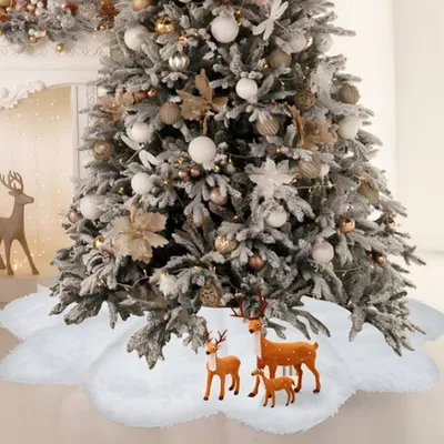 Weihnachtsbaumrock aus Kunstfell, 90 cm, weiß