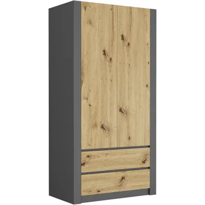 Produktbild von Framire Kleiderschrank mit Fächern und Schubladen 180 x 90 x 55 cm, Modell MODERN B20, Anthrazit Artisan