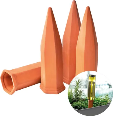 Produktbild von BioGreen Topfpflanzenbewässerung „Hydro Wine“ 4 Stk. Tonkegel für Wein- & PET-Flaschen - Kein Austrocknen - Kein Übergießen
