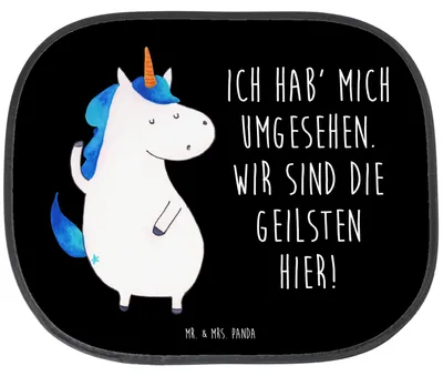 Produktbild von Mr. & Mrs. Panda Hitzeschutz Auto Einhorn Mann - Schwarz - Geschenk, Unicorn, Sonnenschutz für, Seitenscheibe, Beste, Scheibenschutz, Einhörner, Familie, Sonnenblende