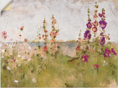 Produktbild von ARTland Wandbild, selbstklebend Stockrosen am Meer Größe: 120x90 cm