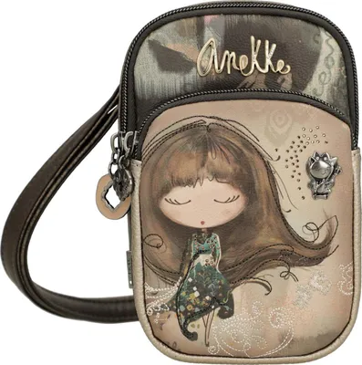 A close-up studio shot of a small crossbody handbag.