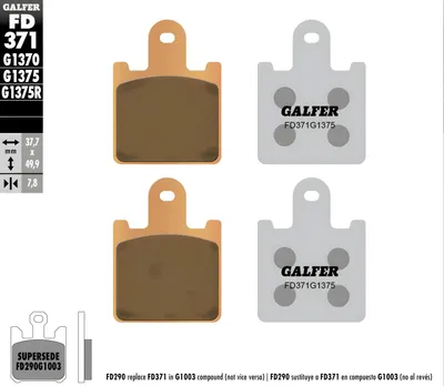 Immagine prodotto di Set pastiglie freno Galfer 2x FD371G1375 in metallo sinterizzato SPORT anteriori per Kawasaki ZX 14 R ZZR ABS ZX-6R 600 / 1400 cc anno di costruzione 14 - 2017