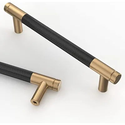 Produktbild von 10 Stück schwarze und goldene Küchenschrankgriffe, 128 mm Möbelgriffe mit Schrauben, Schubladengriffe