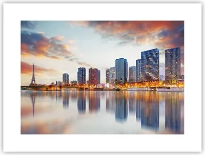 Produktbild von Poster - Poster ohne Rahmen - Fluss Wolkenkratzer Ansicht Eiffle - 40x30 cm - Wand Bild - Wanddeko - Wandbilder - Kunstposter - Wandposter - Bilder - Kunstdruck - Wandbild - P2XAA40x30-2831