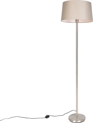 Produktbild von Moderne Stehlampe Stahl mit Taupefarbenem Schirm 45 cm Simplo