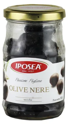 Produktbild von Gewürzte getrocknete schwarze Oliven 190g - Iposea