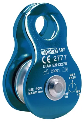 Obrázok produktu pre ALPIDEX, navijak s kladkou, nosnosť 20 kN – prenosný systém kladiek – pre laná s priemerom do 11 mm – EN12278, farba: modrá