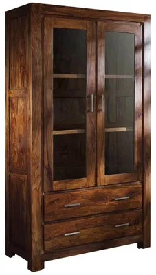 Immagine prodotto di MASSIVMOEBEL24 | vetrina in legno di Sheesham / palissandro 100x45x180 miele laccato METRO LIFE #101