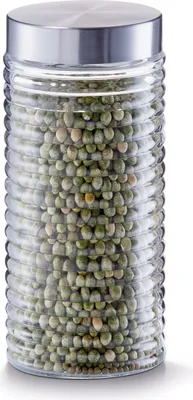 Produktbild von Zeller Vorratsglas "gerillt", 1400 ml, Edelstahldeckel Ø10,5x22,5