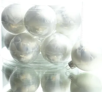 Produktbild von Christbaumkugeln Weiß Eislack Ø 6 cm aus Glas - 10er Set