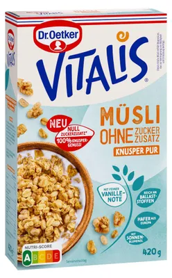 Image de Oetker Vitalis sans sucre ajouté Muesli croustillant Pur à la vanille 420g