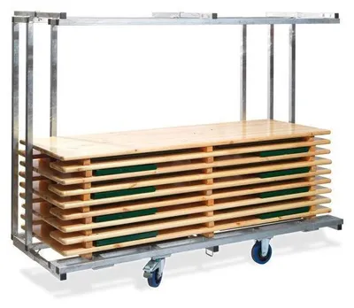 Produktbild von Festzeltgarnitur Transportwagen professionell, für 10 komplette Festzeltgarnituren, Feuerverzinkt, 231,5x59-89x180,5cm (BxTxH), T90810