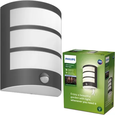 Obrázek produktu pro Philips Nástěnné svítidlo Python 6 W, Venkovní světlo na zeď, Antracit, Kov, IP44, Terasa, Zahrada, II