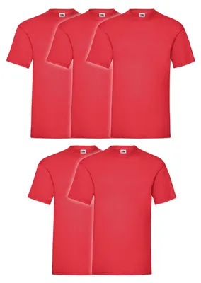 Produktbild von 5er Pack Fruit of the Loom Valueweight T-Shirt + GRATIS MyShirt Stoffbeutel Farbe: rot Größe: XL