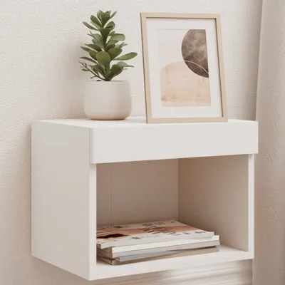 Image de BEI CLORIS Tables de chevet murales avec lampes LED 2 pcs. Blanc - Armoires TV Nouveau2077809 1parcel