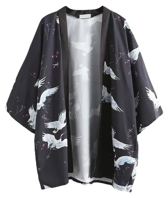 Image de G-LIKE : Veste kimono japonaise, modèle haori, motif floral, style Harajuku, pour femmes et hommes