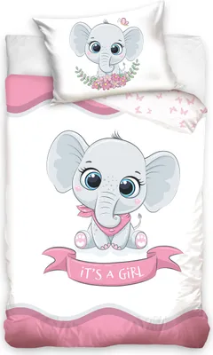 Produktbild von Tierbilder BABY Bettbezug olifantje it's a girl - 100 x 135 cm - Baumwolle