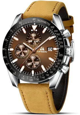 Imagen del producto de Reloj cronógrafo para hombre con correa de cuero y diseño resistente al agua