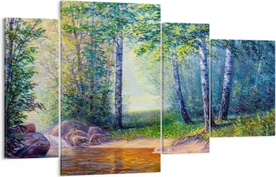 Produktbild von Bild auf Leinwand - Leinwandbild - Wiese Wasser Baum - 120x70cm - Wand Bild - Wanddeko - Wandbilder - Leinwanddruck - Bilder - Kunstdruck - Wanddekoration - Leinwand bilder - Wandkunst - DL120x70-4063