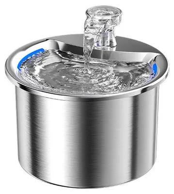 Image de Fontaine à eau pour chats Zimilo, en acier inoxydable, 2 litres. Fontaine à eau automatique avec capteur, silencieuse, dotée d'un système de filtration à 4 niveaux et d'un design de robinet, idéale pour les chats