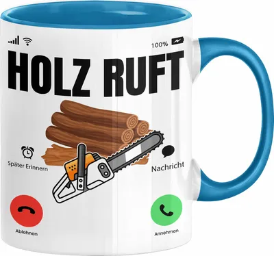 Produktbild von Holzarbeiter Schreiner Tischler Geschenk Tasse Holz Ruft An Holzarbeit Waldarbeiter Kaffee-Becher (Blau)