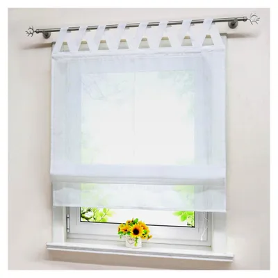 Produktbild von Transparentes Raffrollo in Leinen-Optik mit V-Schlaufen, unifarben, Fenster-Gardine, BxH 120x140cm, 1 Stück