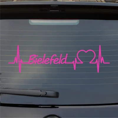 Produktbild von Heckscheibenaufkleber Bielefeld Herz Puls Stadt Liebe 55x15 cm Pink Auto Aufkleber Sticker