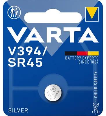 Produktbild von Varta Primary Silver Button V394, Einwegbatterie, Nickel-Oxyhydroxid (NiOx), 1,55 V, 1 Stück(e), 67 mAh, 9,5 mm