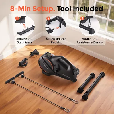 Image de Mini vélo d'appartement avec 16 niveaux de résistance - Entraîneur à pédales magnétique silencieux pour la maison et le bureau