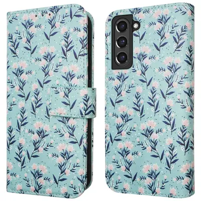 Imagen del producto de Funda Tipo Libro con Diseño para Samsung Galaxy S21 FE - Blue Flowers