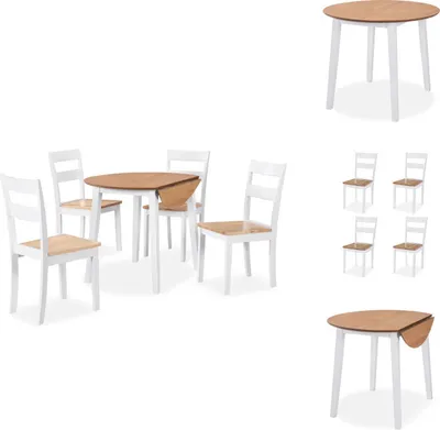 Produktbild von vidaXL Essgruppe 5-tlg. MDF und Gummibaumholz Weiß -  Essgruppen