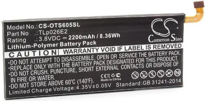 Produktbild von vhbw Akku Ersatz für Alcatel TLp026EJ, TLp026E2 für Handy Smartphone Telefon (2200 mAh, 3,8 V, Li-Polymer)