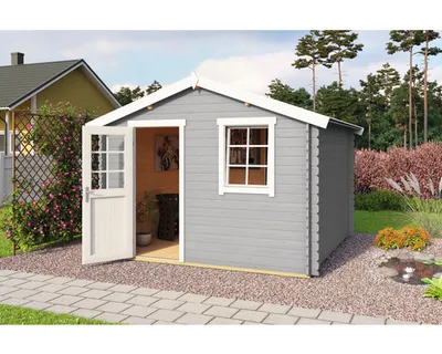 Produktbild von Gartenhaus Wels 3 inkl. Fußboden 339,8 x 320 cm lichtgrau