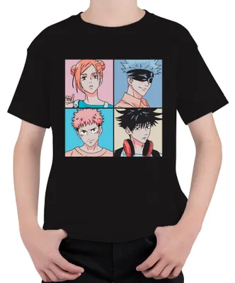Immagine prodotto di Maglietta Jujutsu Kaisen Anime Poster Gojo Itadori Fushiguro Kugisaki Unisex Bambini, Nero, 104