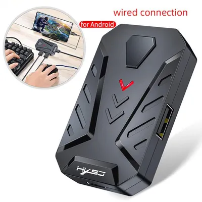 Zdjęcie produktu dla HXSJ P8 – przenośny adapter do podłączenia klawiatury i myszy przewodowej, przeznaczony do gier mobilnych, wyposażony w 3 porty USB, kompatybilny z systemem Android